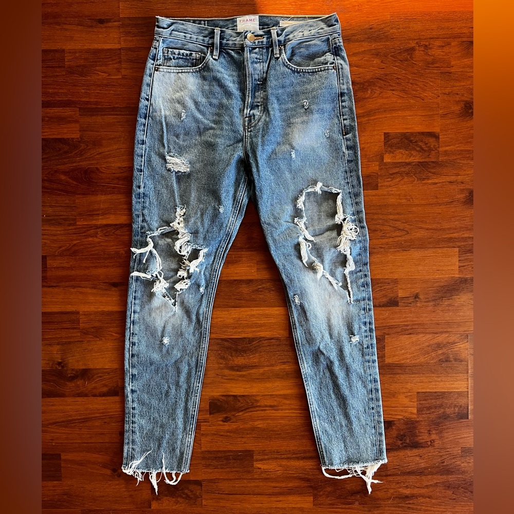 FRAME Denim Rigid Re Release Original Le Skinny Light wash Distressed 29